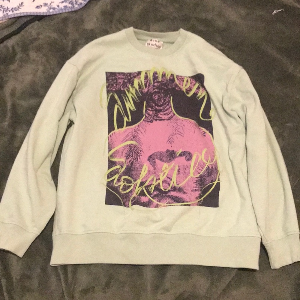 Acne Studios Graphic Sweatshirt in Green and Pink